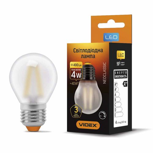 Лампа LED Videx філаментна G45FMD 4W 4100К Е27 дімерна
