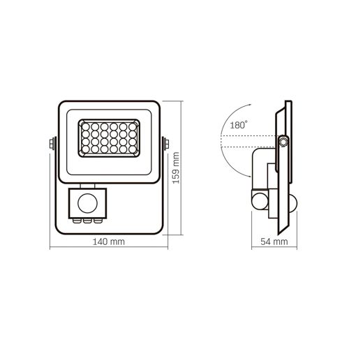 LED прожектор Videx F2e 10W 900lm 5000К 220V з датчиком руху та освітленості