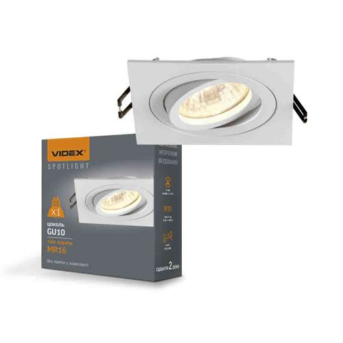 LED світильник під лампу Videx GU10 VL-SPF08S-W врізний квадрат білий