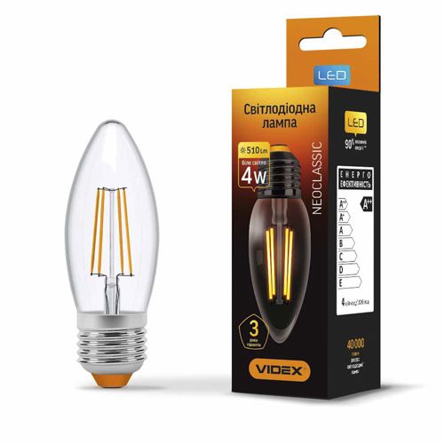 Лампа LED Videx філаментна C37F 4W 4100К Е27