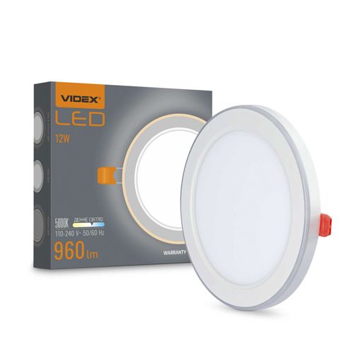 LED світильник вбудований з декоративною підсвіткою Videx DL4R 12W+4W 5000К 2700К 220V