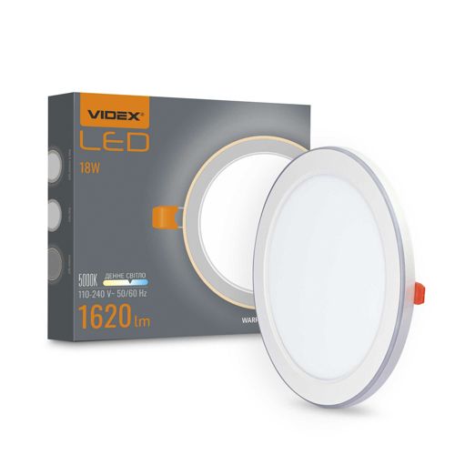 LED світильник вбудований з декоративною підсвіткою Videx DL4R 18W+6W 5000К 2700К 220V