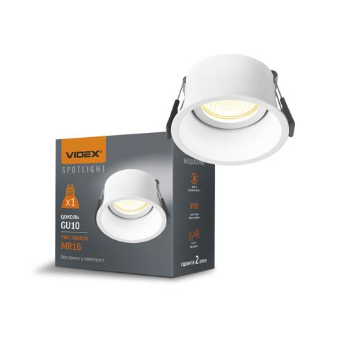 LED світильник під лампу Videx GU10 VL-SPF08R-W врізний круглий білий