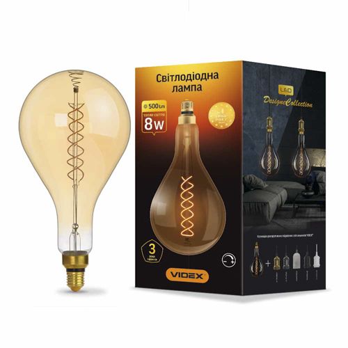 Лампа LED Videx філаментна PS160FASD 8W 2200К Е27 дімерна бронза