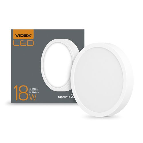 LED світильник круглий накладний Videx 18W 5000К білий