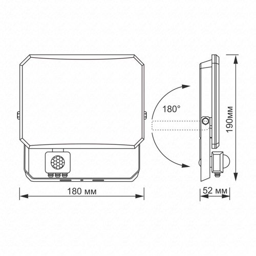 LED прожектор Videx F3 50W 5000К з датчиком руху 220V чорний