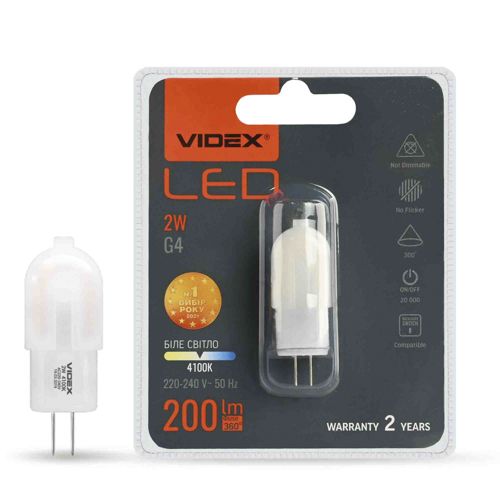 Лампа LED Videx G4e 2W G4 4100К G4