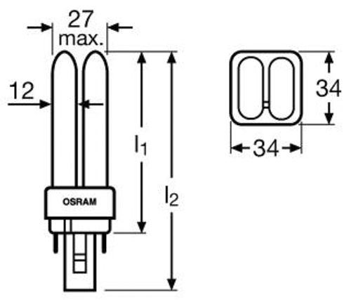 Лампа люмінесцентна OSRAM DULUX D 18W 4000К G24d-2