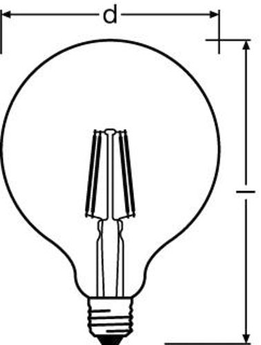 Лампа LED OSRAM філаментна шар GLOBE 60 65W 2700K 220-240V E27