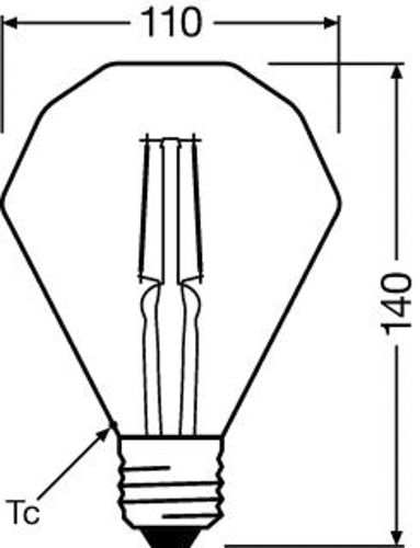Лампа LED OSRAM філаментна VINTAGE 1906 діамант 45W 825 E27