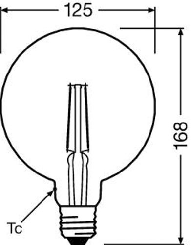 Лампа LED OSRAM філаментна VINTAGE 1906 шишка 45W 825 E27