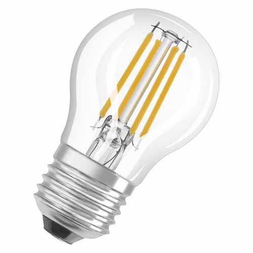 Лампа LED OSRAM філаментна кулька CL P60 55W 2700K FIL E27