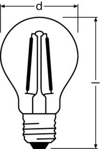Лампа LED OSRAM філаментна свічка CLAS P25 2.5W 2700K E27