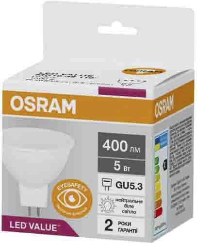 Лампа LED OSRAM рефлекторна MR16 35 5W 4000K GU5.3