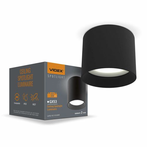 LED світильник під лампу Videx GX53 VL-SPF25A-B накладний чорний