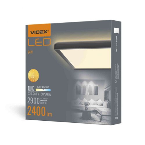 LED світильник з декоративною підсвіткою Videx квадратний DL3S 24W 4000К чорний