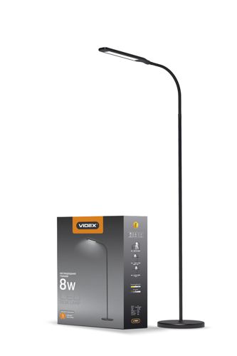 LED світильник Videx торшер 8W 3000-5500К чорний