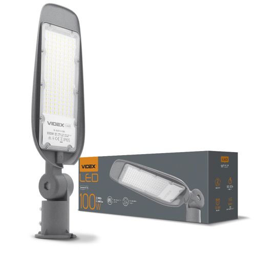 Ліхтар LED вуличний Videx поворотний 100W 5000К cірий