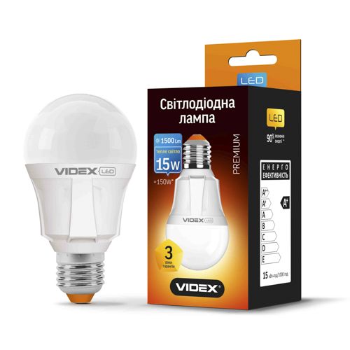 Лампа LED Videx A60 15W 3000К Е27