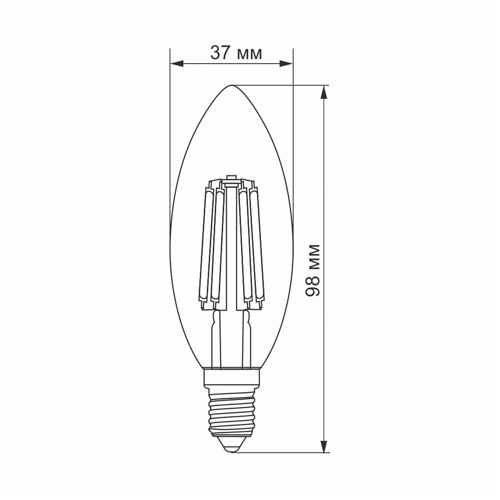 Лампа LED Videx філаментна C37F 6W 4100К E14