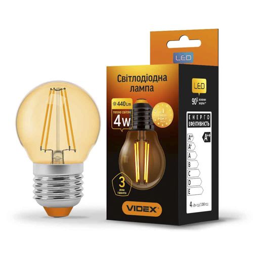 Лампа LED Videx філаментна G45FA 4W 2200К Е27 бронза