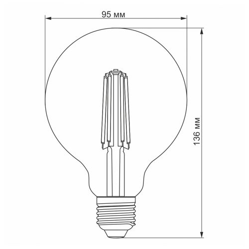 Лампа LED Videx філаментна G95FD 7W 4100К Е27 дімерна