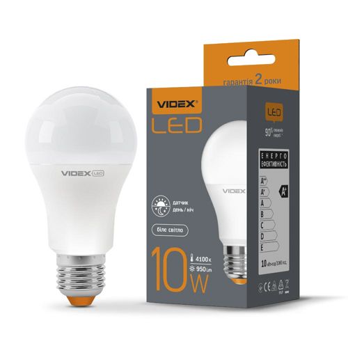 Лампа LED Videx A60e 10W 4100К Е27 з сенсором освітленості