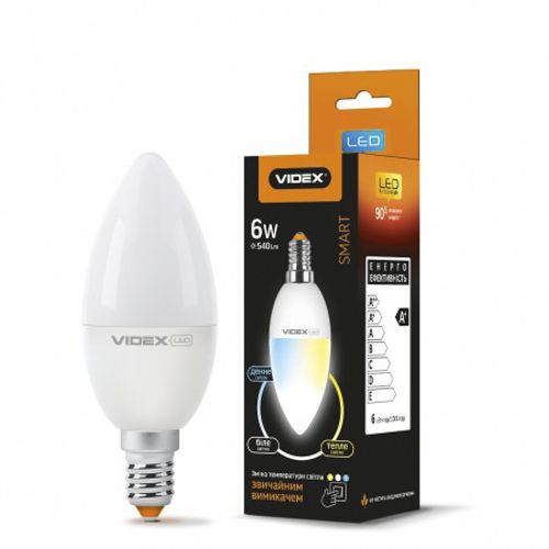 Лампа LED Videx з регулюванням колірності C37eC3 6W 220V E14