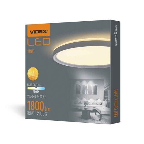 LED світильник з декоративною підсвіткою Videx круглий DL3R 18W 4000К білий