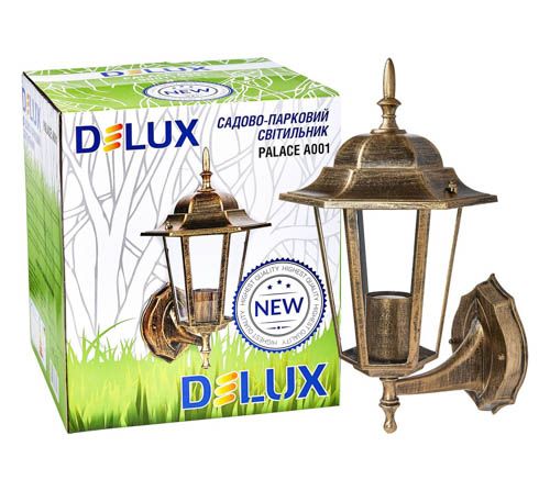 Світильник садовий DELUX PALACE A001 60W Е27 IP44 чорно-золотий