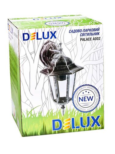 Світильник садовий DELUX PALACE A002 60W Е27 IP44 чорно-срібний