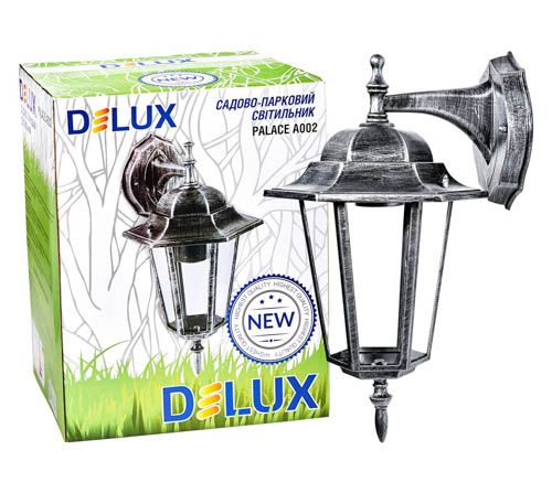 Світильник садовий DELUX PALACE A002 60W Е27 IP44 чорно-срібний