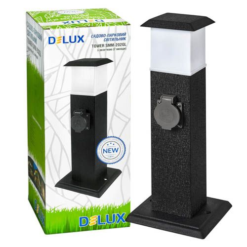 Світильник садовий DELUX TOWER SMM-202GL E14 з розеткою IP44 чорний