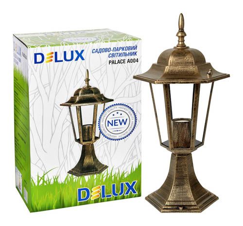 Світильник садовий DELUX PALACE A004 60W Е27 IP44 чорно-золотий