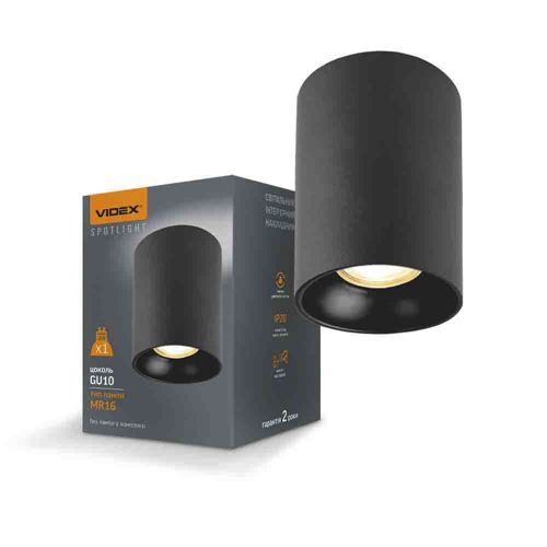 LED світильник під лампу GU10 Videx VL-SPF12A-B накладний чорний