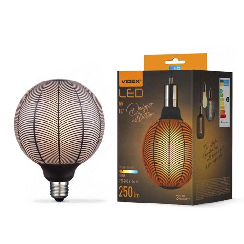 Лампа LED Videx філаментна VL-DG125BN 6W 1800К Е27 Black Magician pine needles