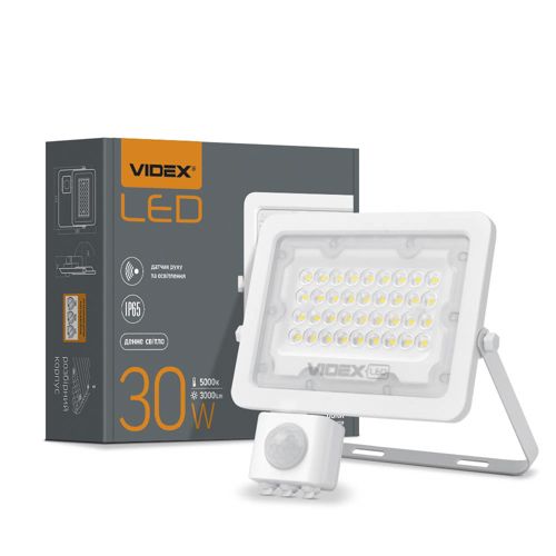 LED прожектор Videx з датчиком руху та освітленості F2e 30W 5000К