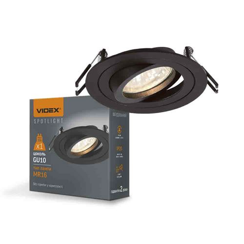 LED світильник під лампу Videx GU10 VL-SPF08R-B врізний круглий чорний