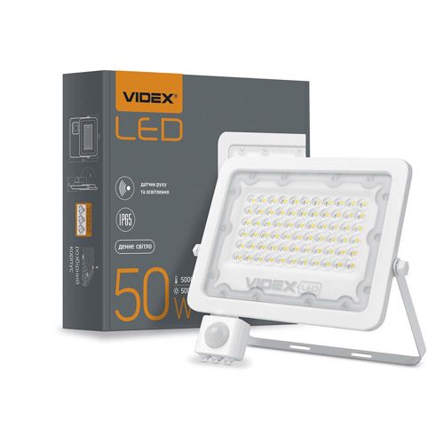LED прожектор Videx з датчиком руху та освітленості F2e 50W 5000К