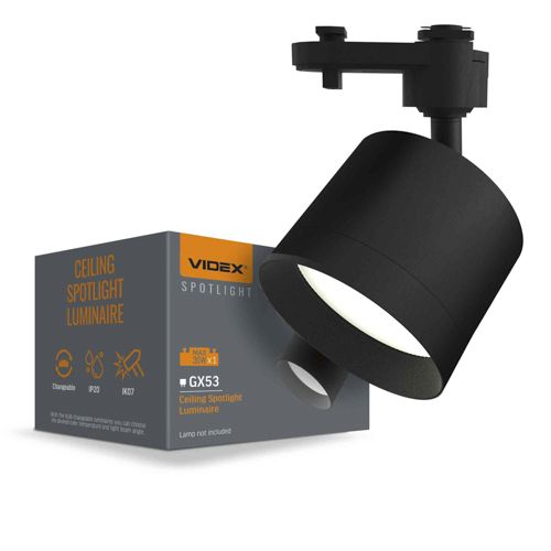 LED світильник під лампу Videx GX53 трековий чорний