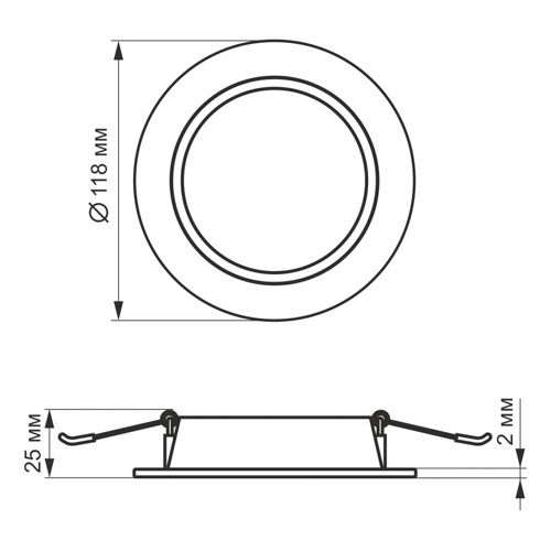 LED світильник Videx Back вбудований круглий 6W 5000К