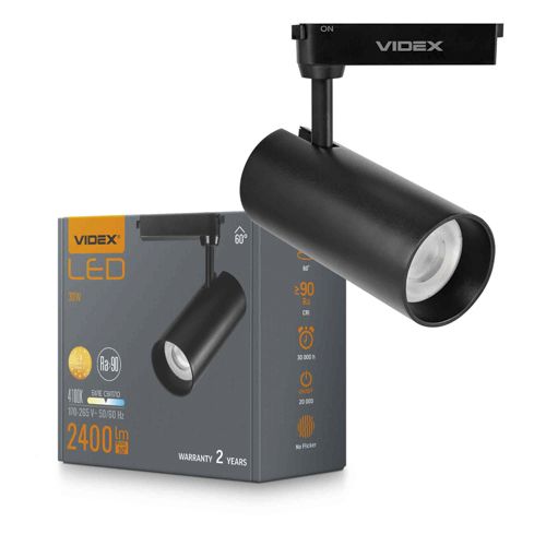 LED світильник трековий Videx 30W 60° 4100К чорний