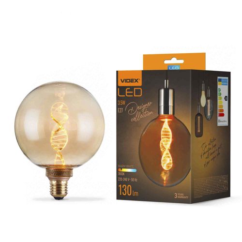 Лампа LED Videx філаментна VL-DNA-G125-A 3.5W 1800К Е27 Amber