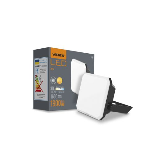 LED прожектор Videx F3 20W 5000К 220V чорний