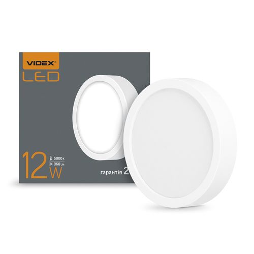 LED світильник круглий накладний Videx 12W 5000К білий