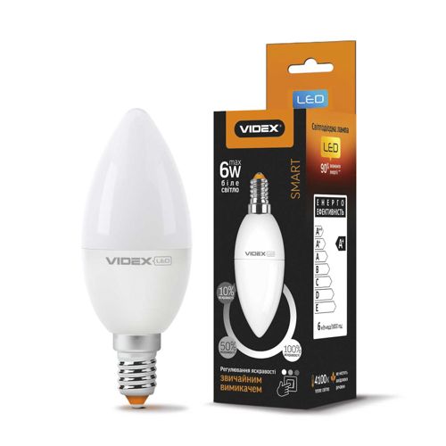 Лампа LED Videx з регулюванням яскравості C37eD3 7W 4100К E14