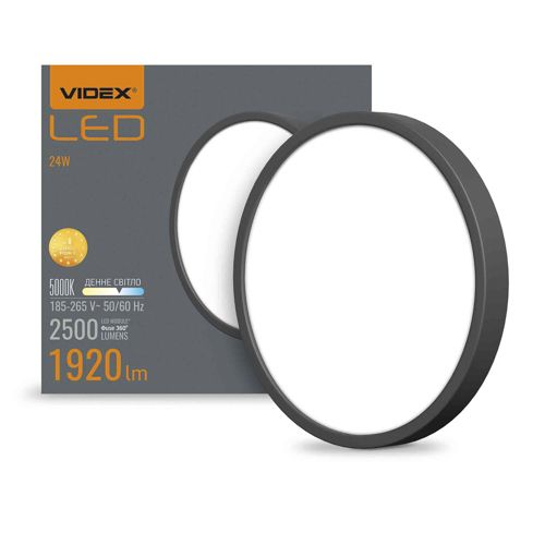 LED світильник накладний круглий Videx 24W 5000К чорний