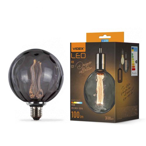 Лампа LED Videx філаментна VL-DI-G125FC1980S 4W 1800К Е27 Smoke
