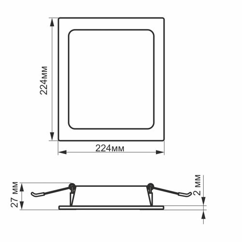 LED світильник Videx Back вбудований квадрат 22W 5000К