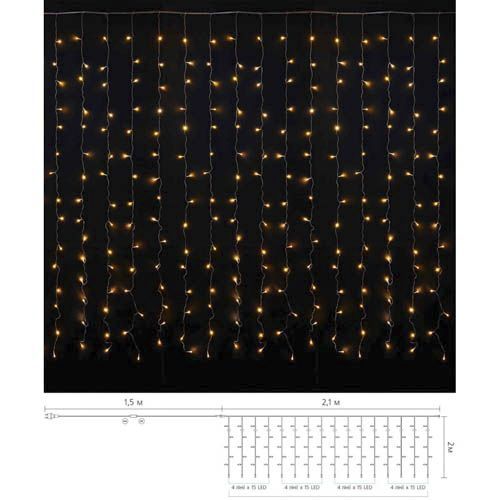Внутрішня гірлянда Delux CURTAIN 240LED 2х2м тепле біле прозорий провід IP20